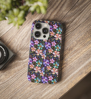 Coques de téléphone flexibles et vibrantes à fleurs métalliques