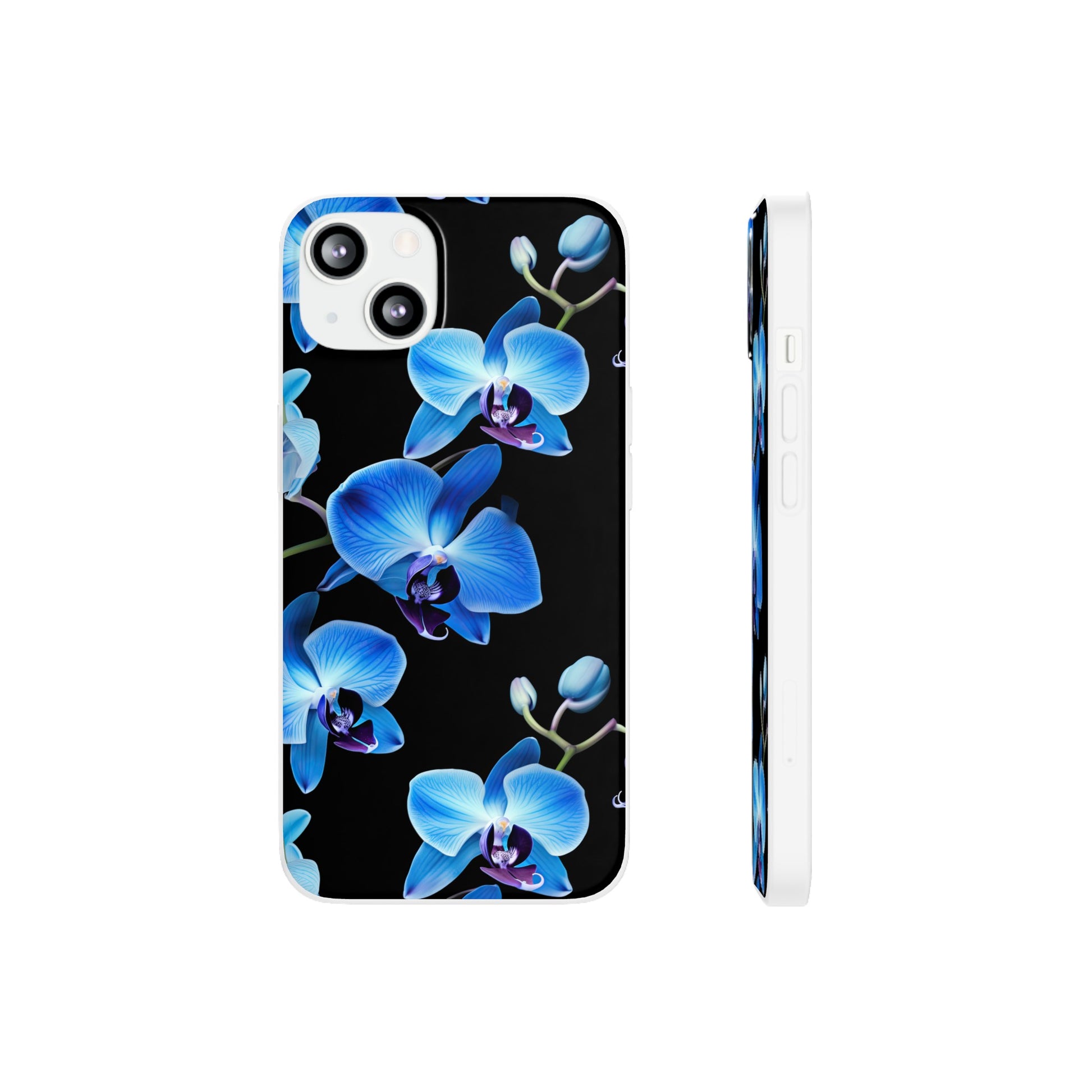 Coques de téléphone flexibles orchidée bleue