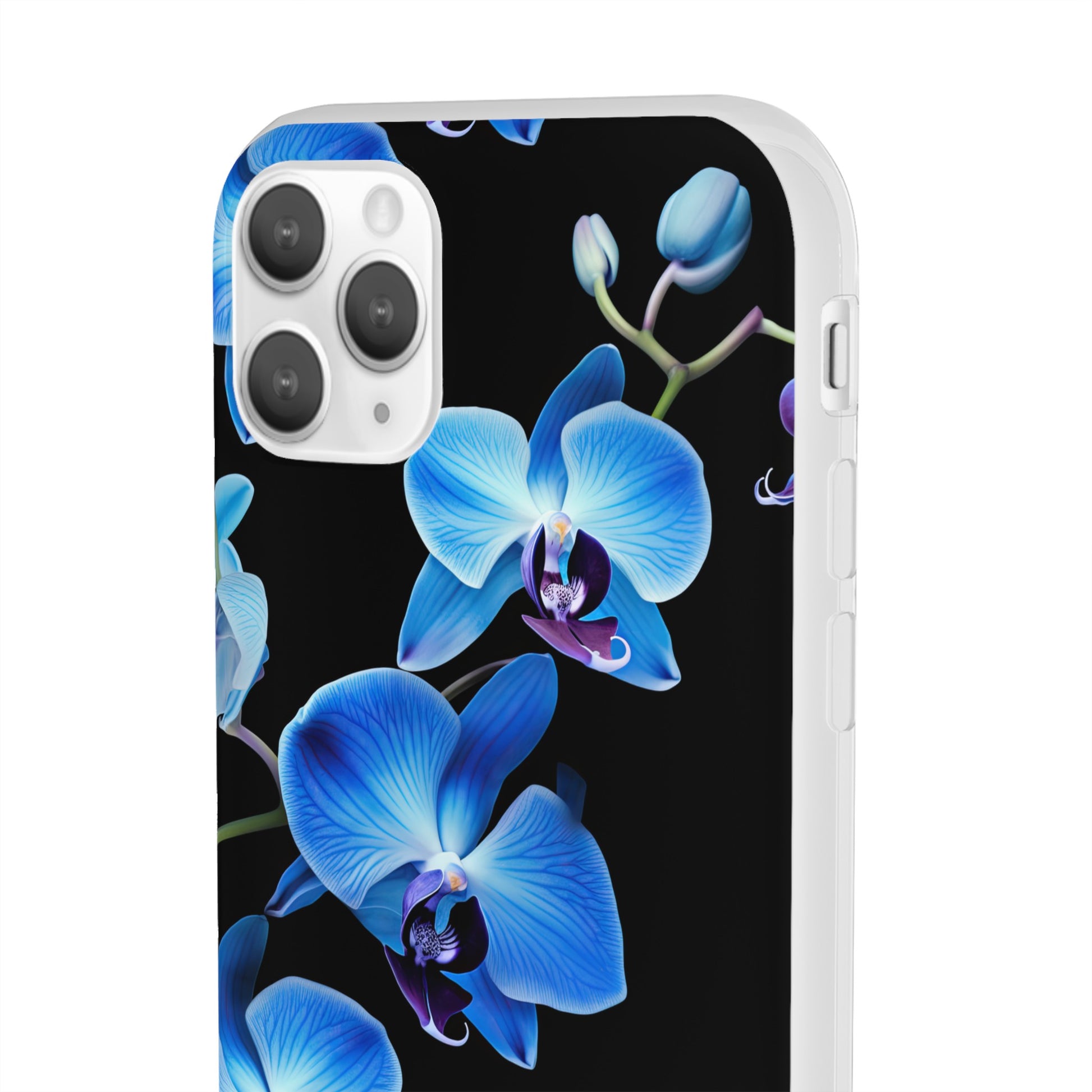 Coques de téléphone flexibles orchidée bleue