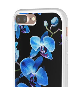 Coques de téléphone flexibles orchidée bleue