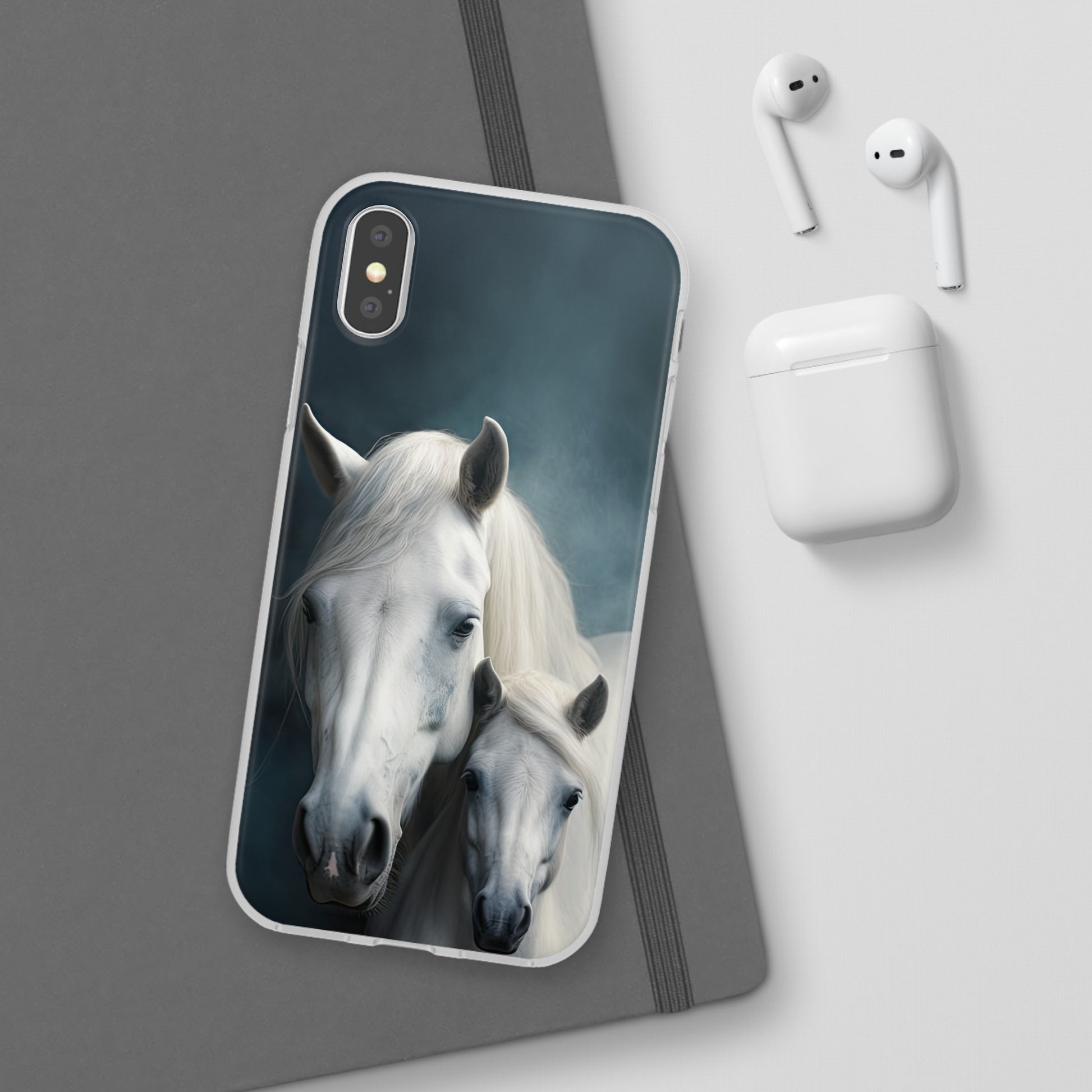 Étui de téléphone flexible cheval blanc 