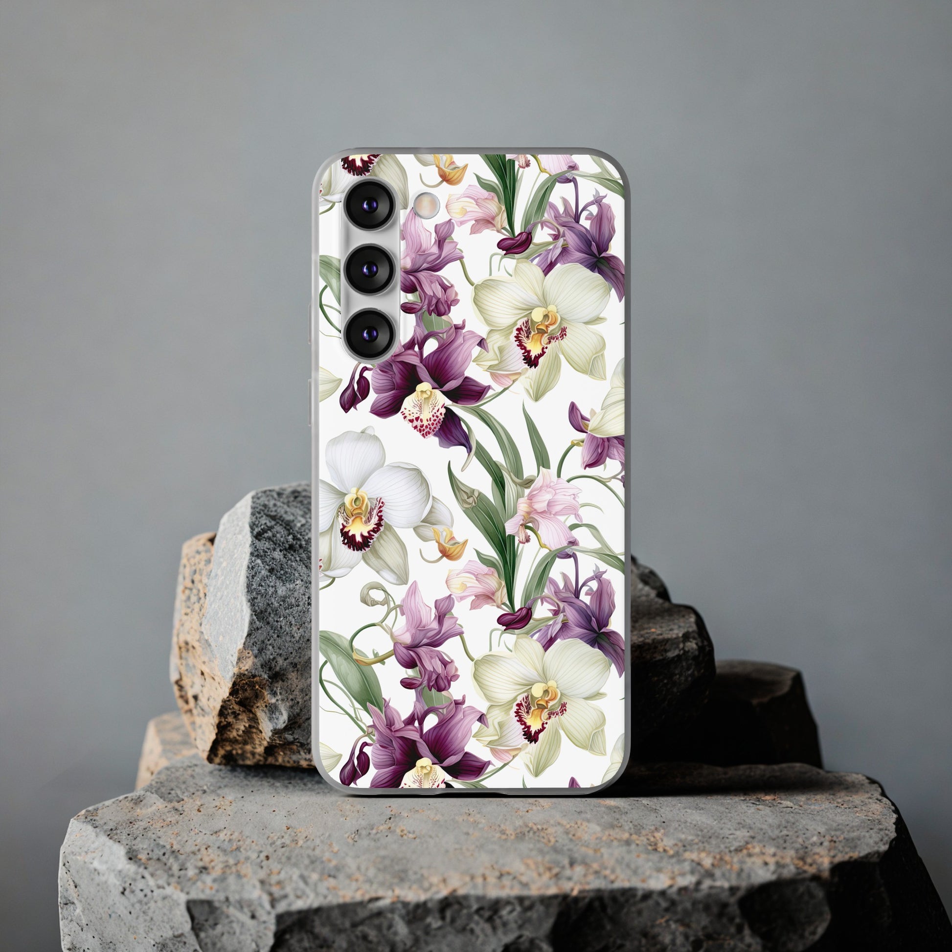 Étui de téléphone flexible orchidée lilas 