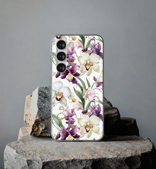 Étui de téléphone flexible orchidée lilas 