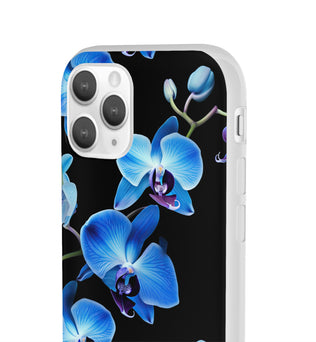 Coques de téléphone flexibles orchidée bleue