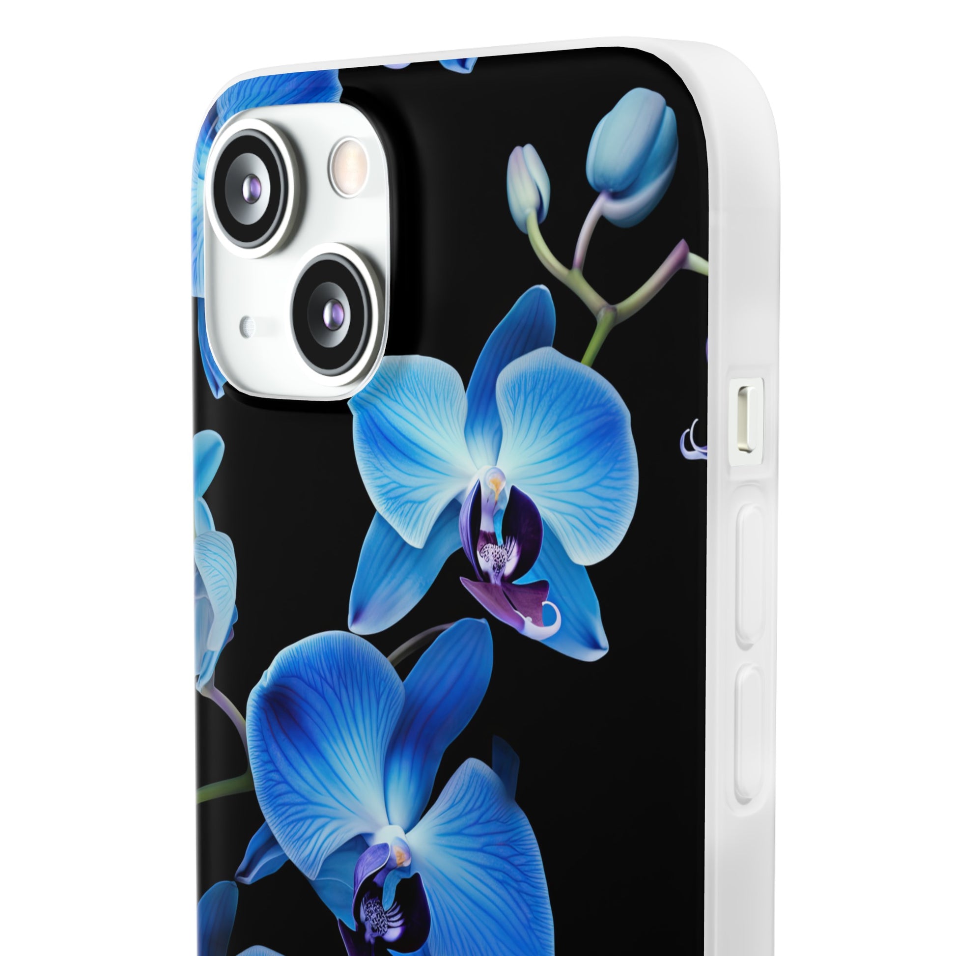 Coques de téléphone flexibles orchidée bleue