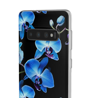 Coques de téléphone flexibles orchidée bleue