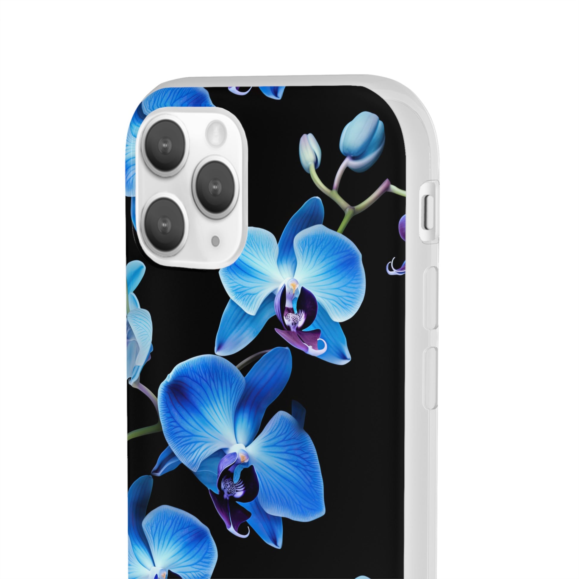 Coques de téléphone flexibles orchidée bleue