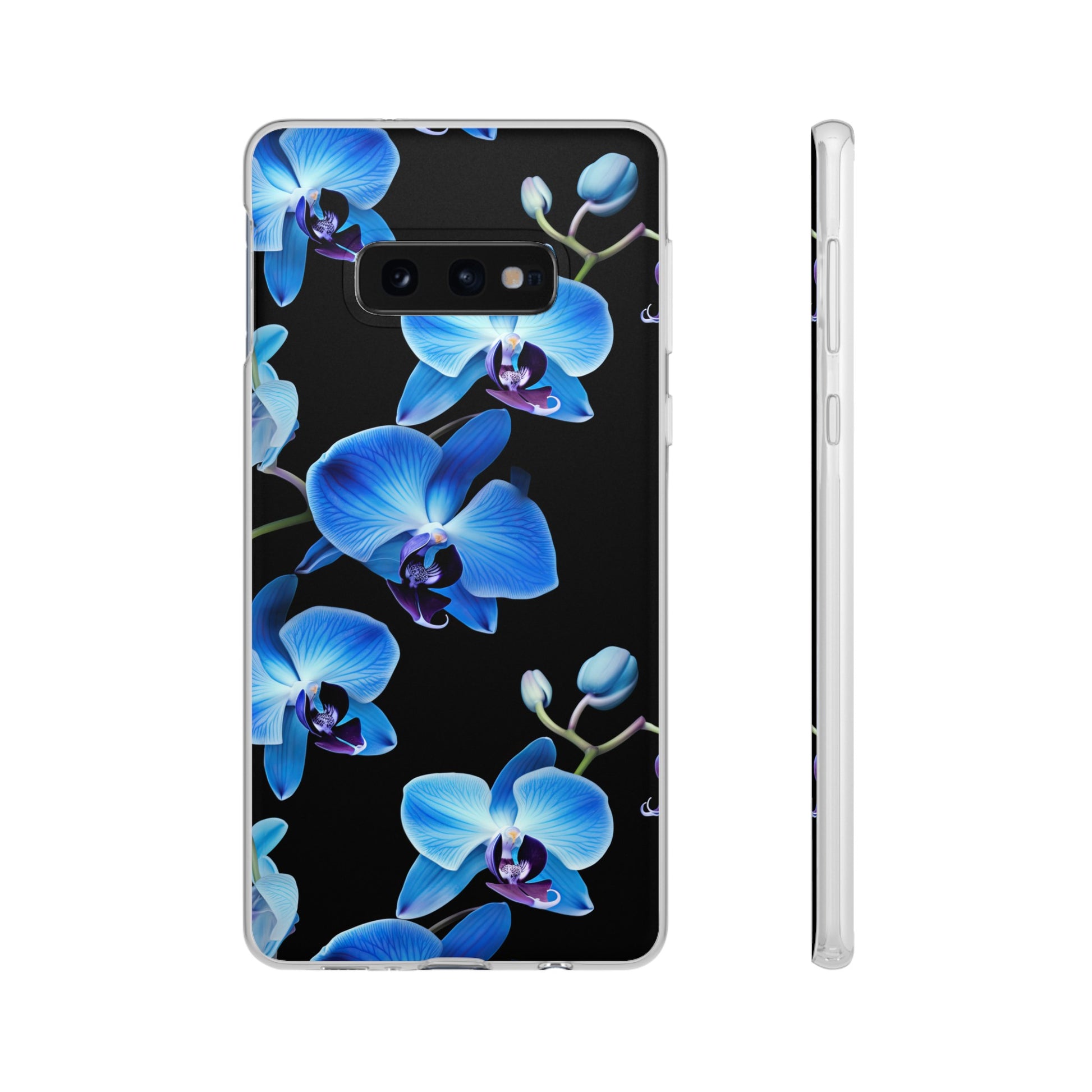 Coques de téléphone flexibles orchidée bleue