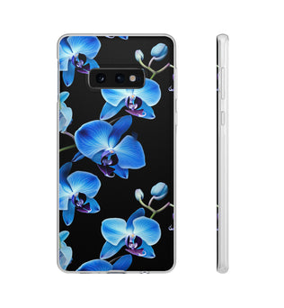 Coques de téléphone flexibles orchidée bleue