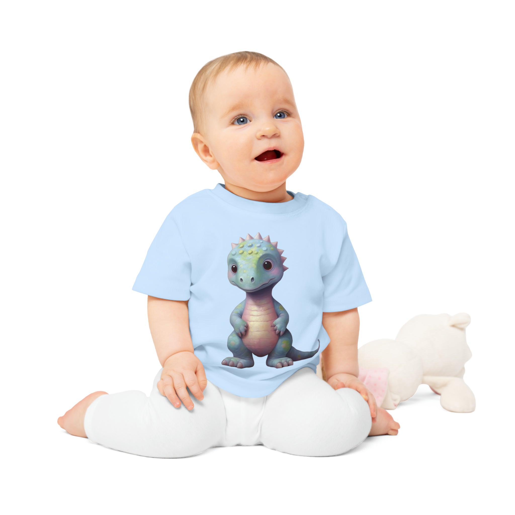 Blaues Baby-Dino-T-Shirt – umweltfreundlich 