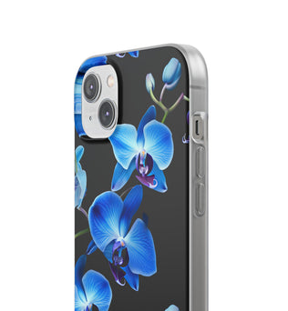 Coques de téléphone flexibles orchidée bleue