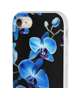 Coques de téléphone flexibles orchidée bleue