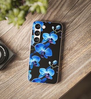 Coques de téléphone flexibles orchidée bleue