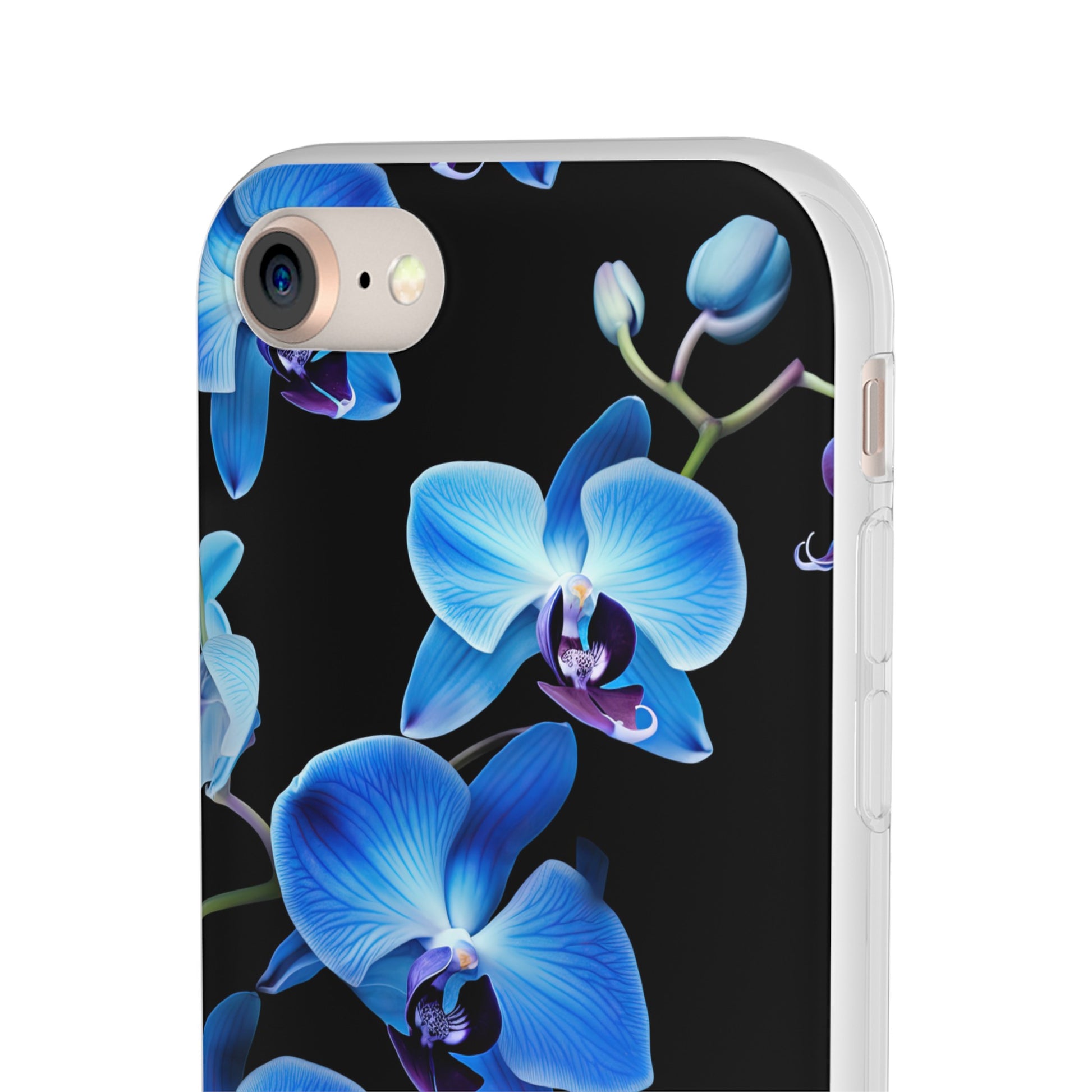 Coques de téléphone flexibles orchidée bleue