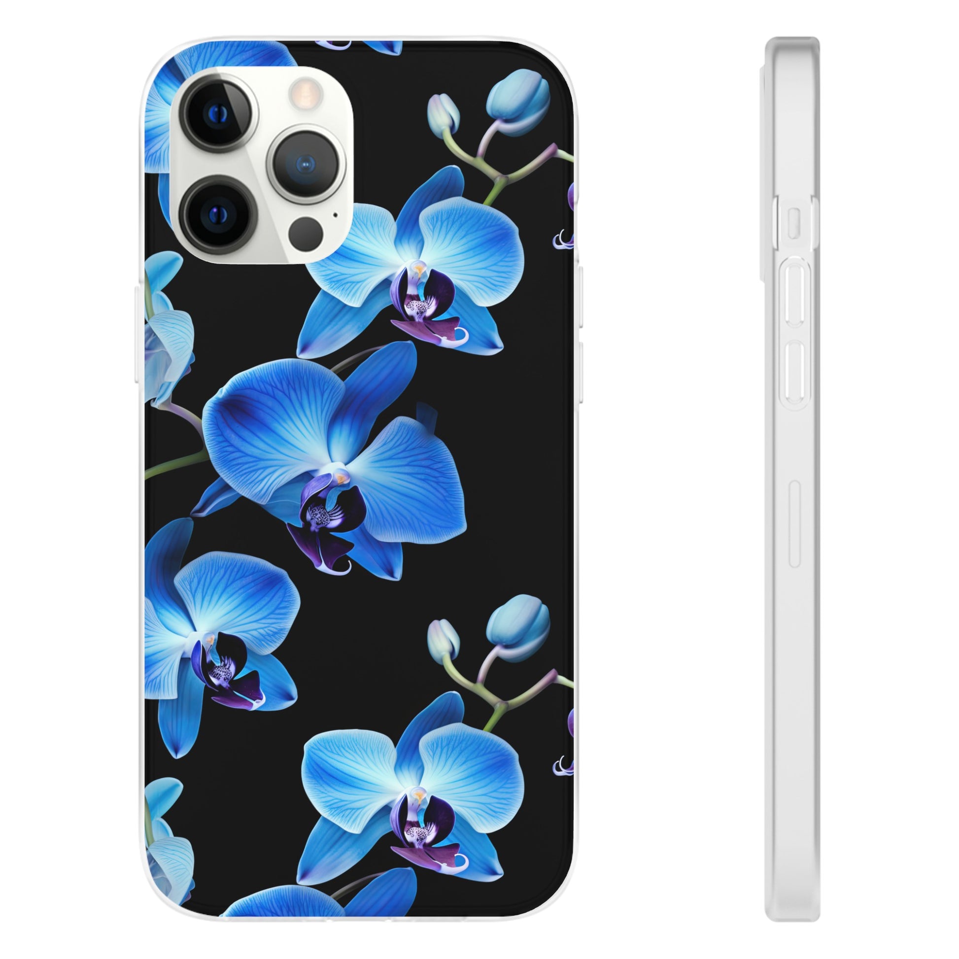 Coques de téléphone flexibles orchidée bleue