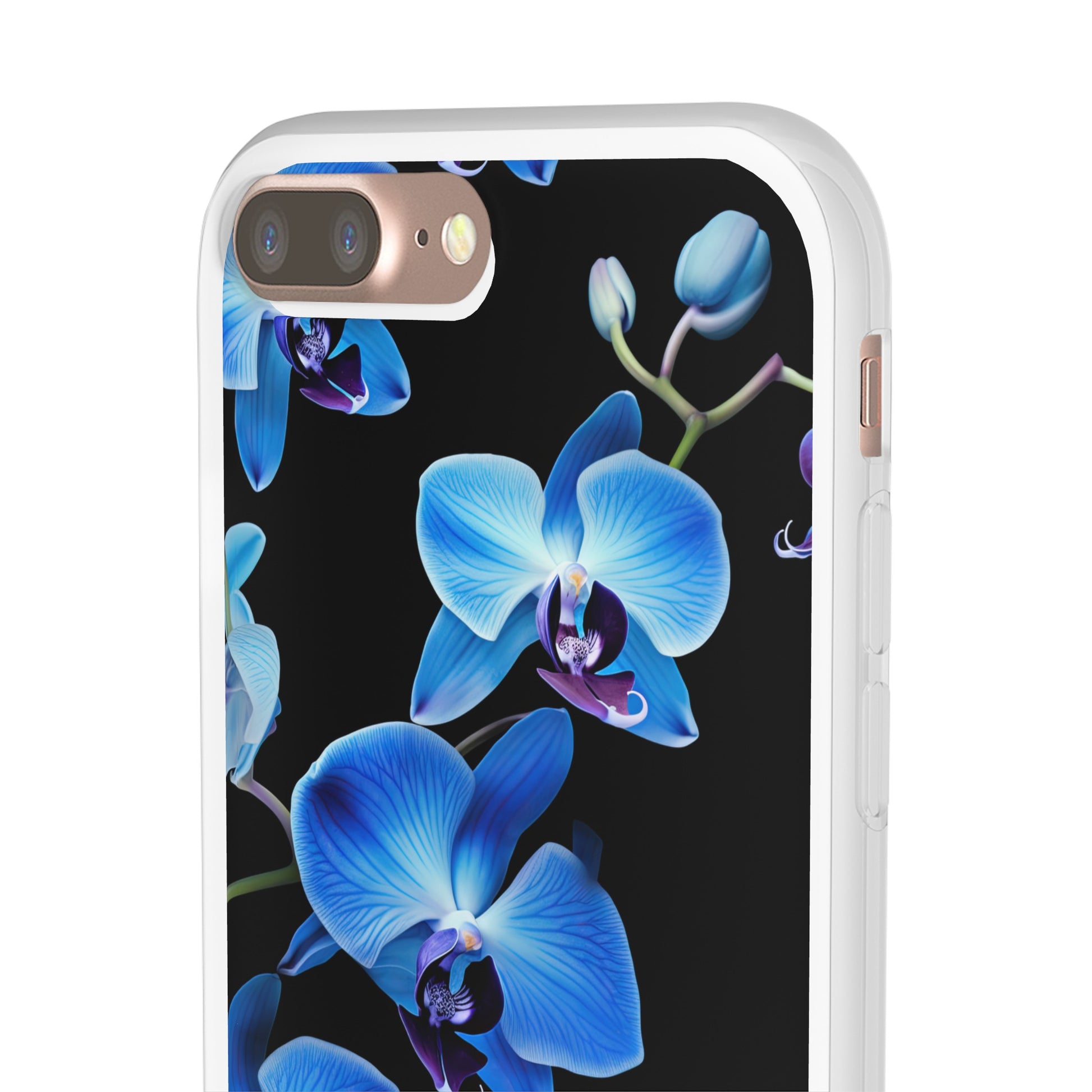 Coques de téléphone flexibles orchidée bleue