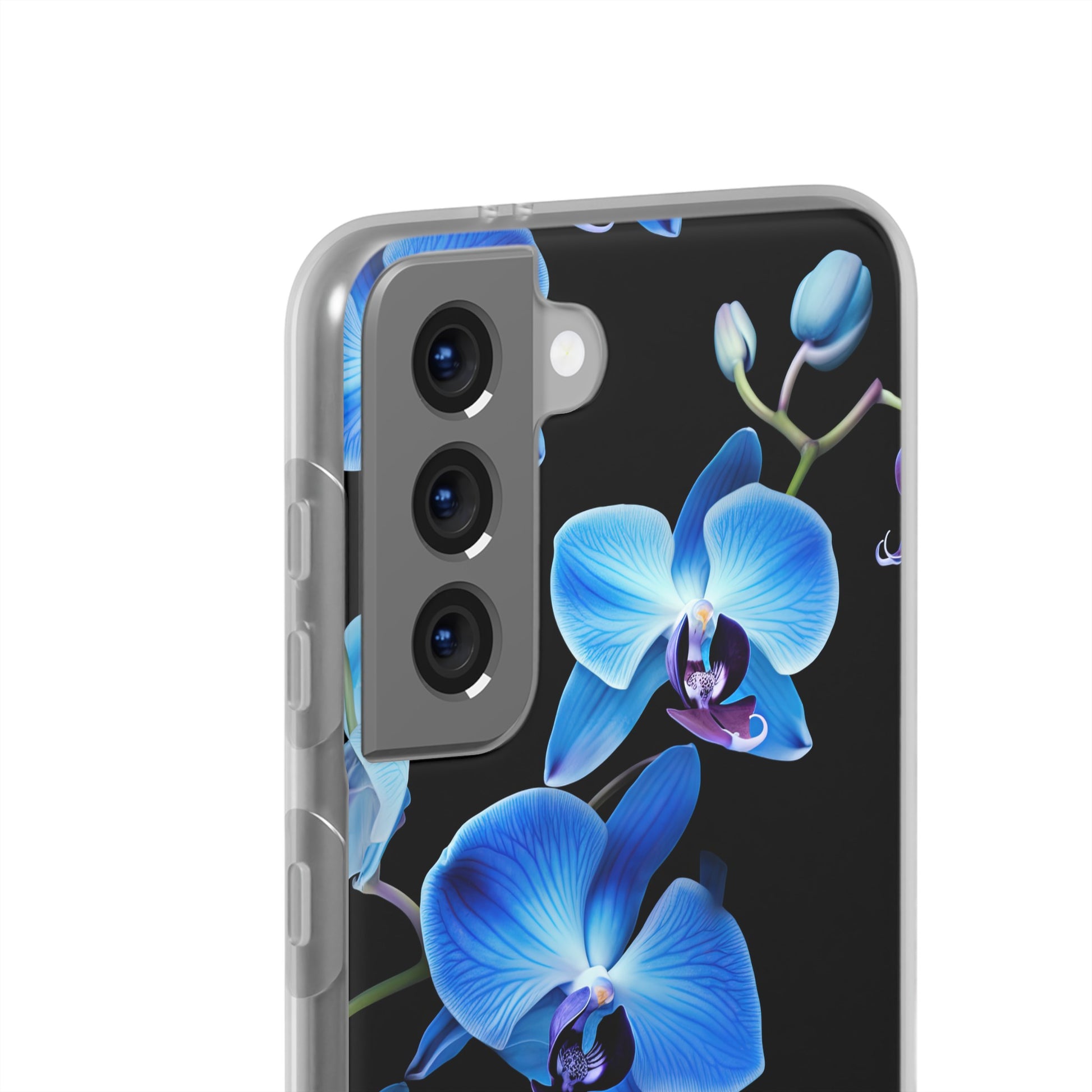 Coques de téléphone flexibles orchidée bleue