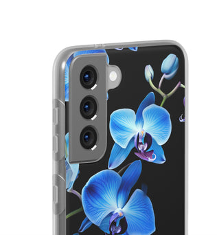 Coques de téléphone flexibles orchidée bleue