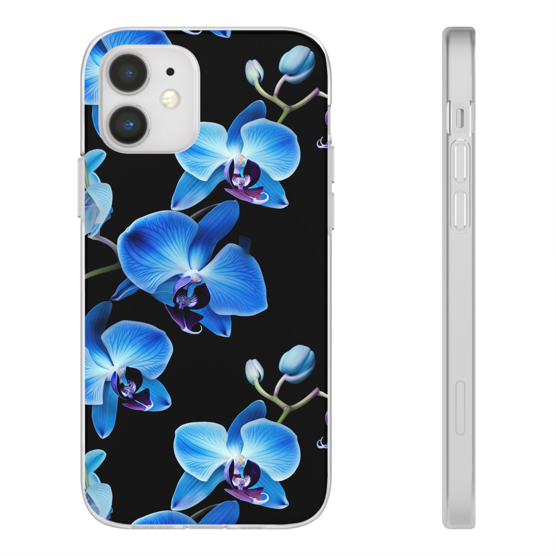 Coques de téléphone flexibles orchidée bleue