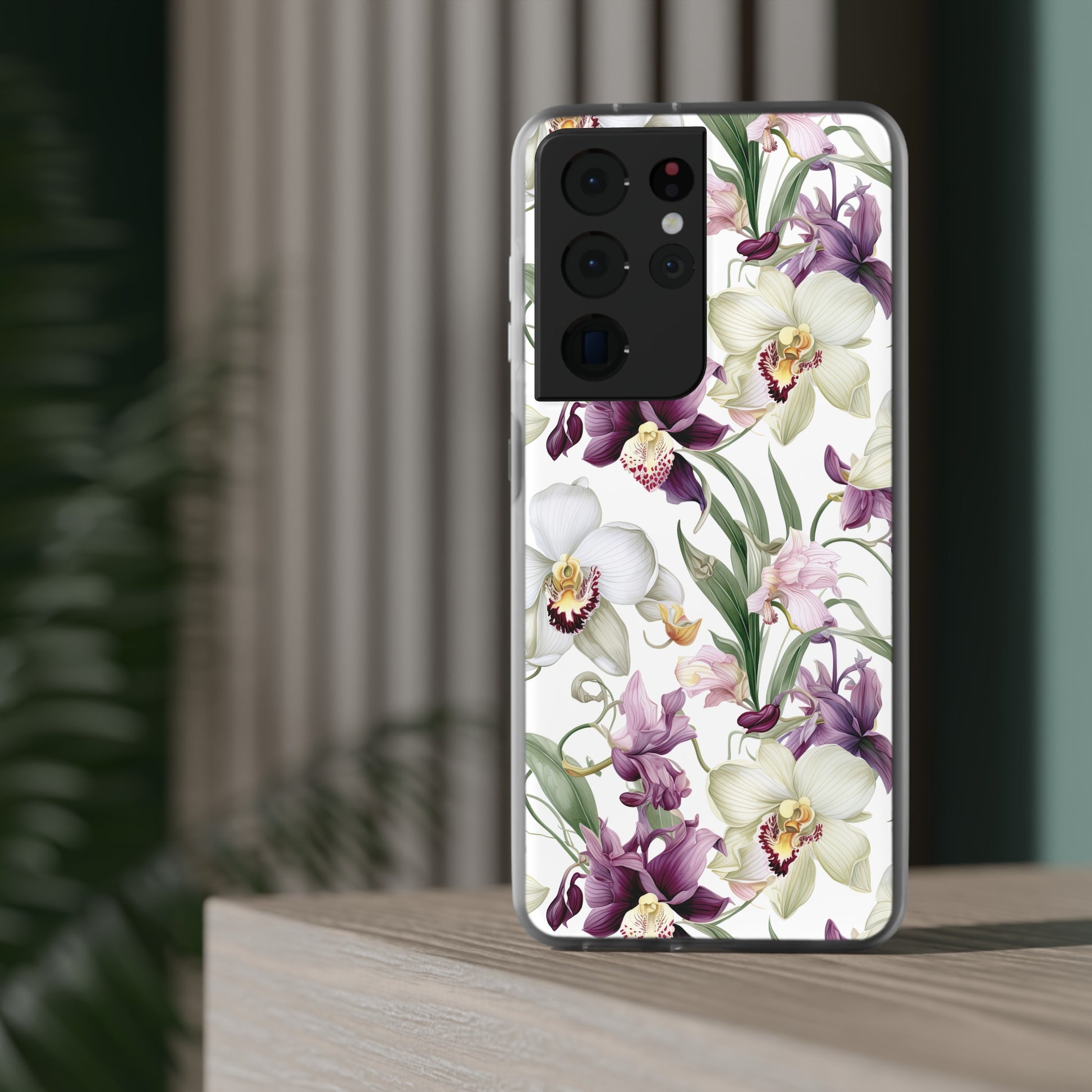 Étui de téléphone flexible orchidée lilas 