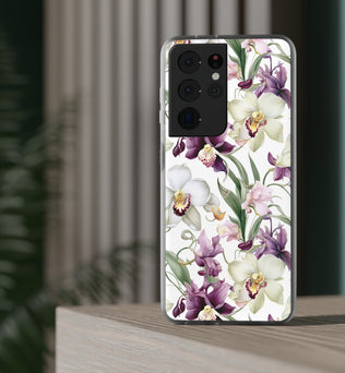 Étui de téléphone flexible orchidée lilas 