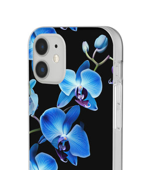 Coques de téléphone flexibles orchidée bleue