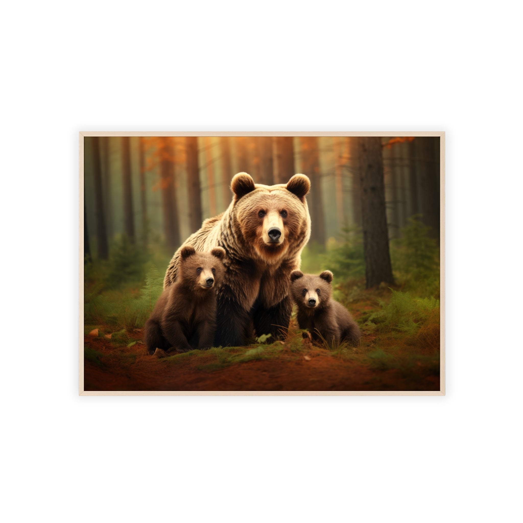 Affiche ours avec cadre en bois 