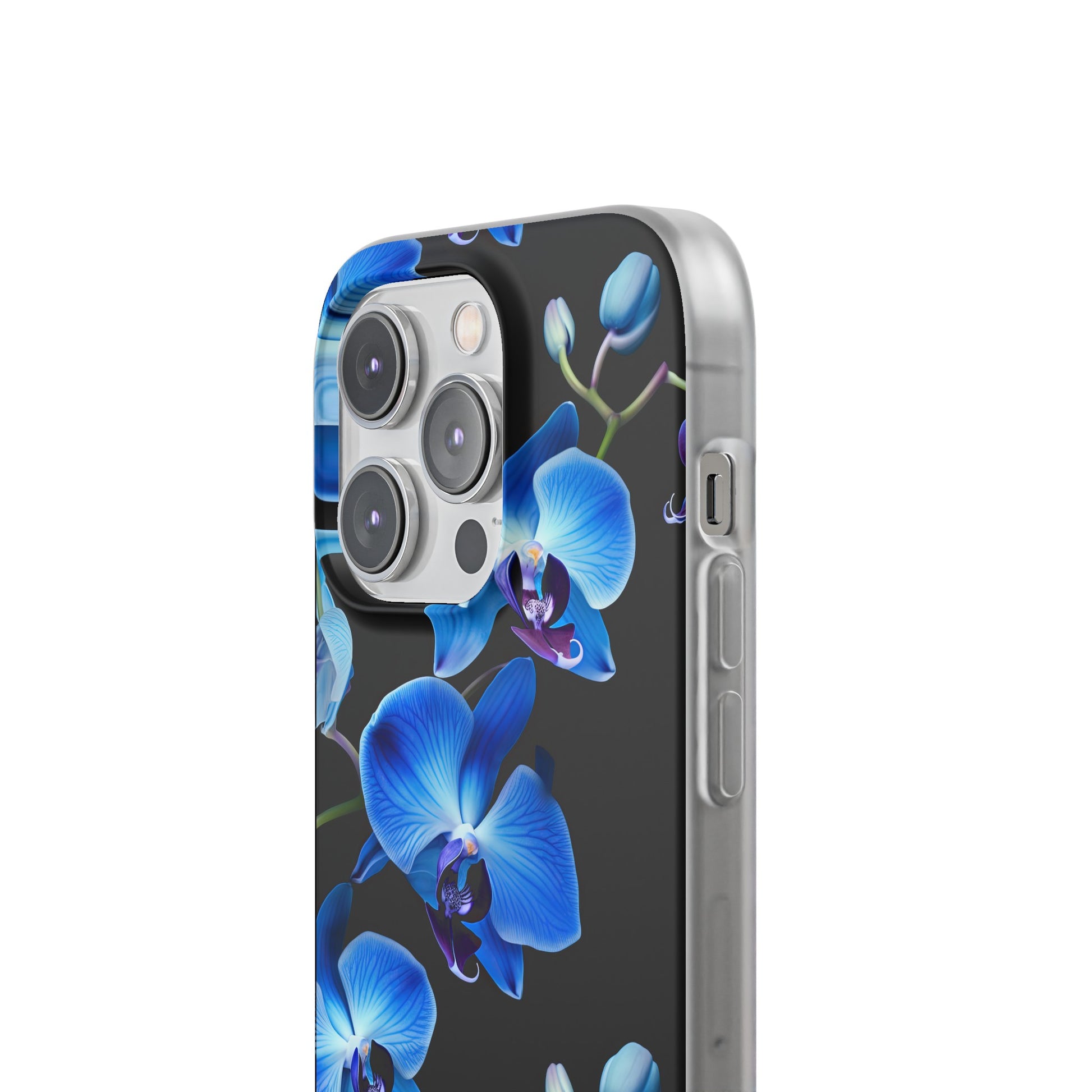 Coques de téléphone flexibles orchidée bleue