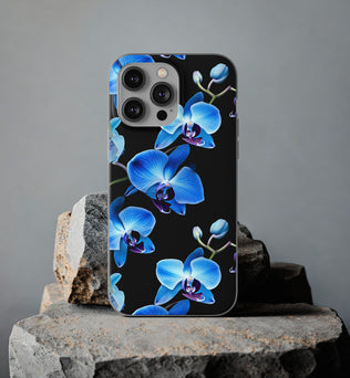 Coques de téléphone flexibles orchidée bleue