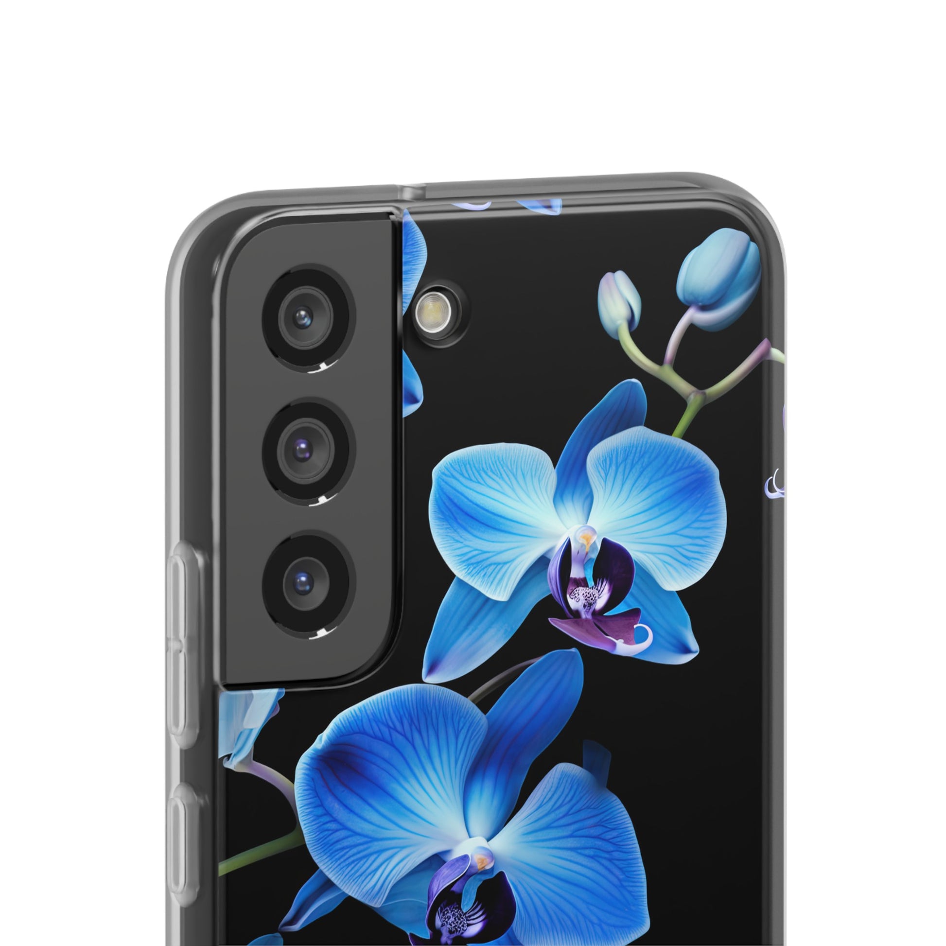 Coques de téléphone flexibles orchidée bleue