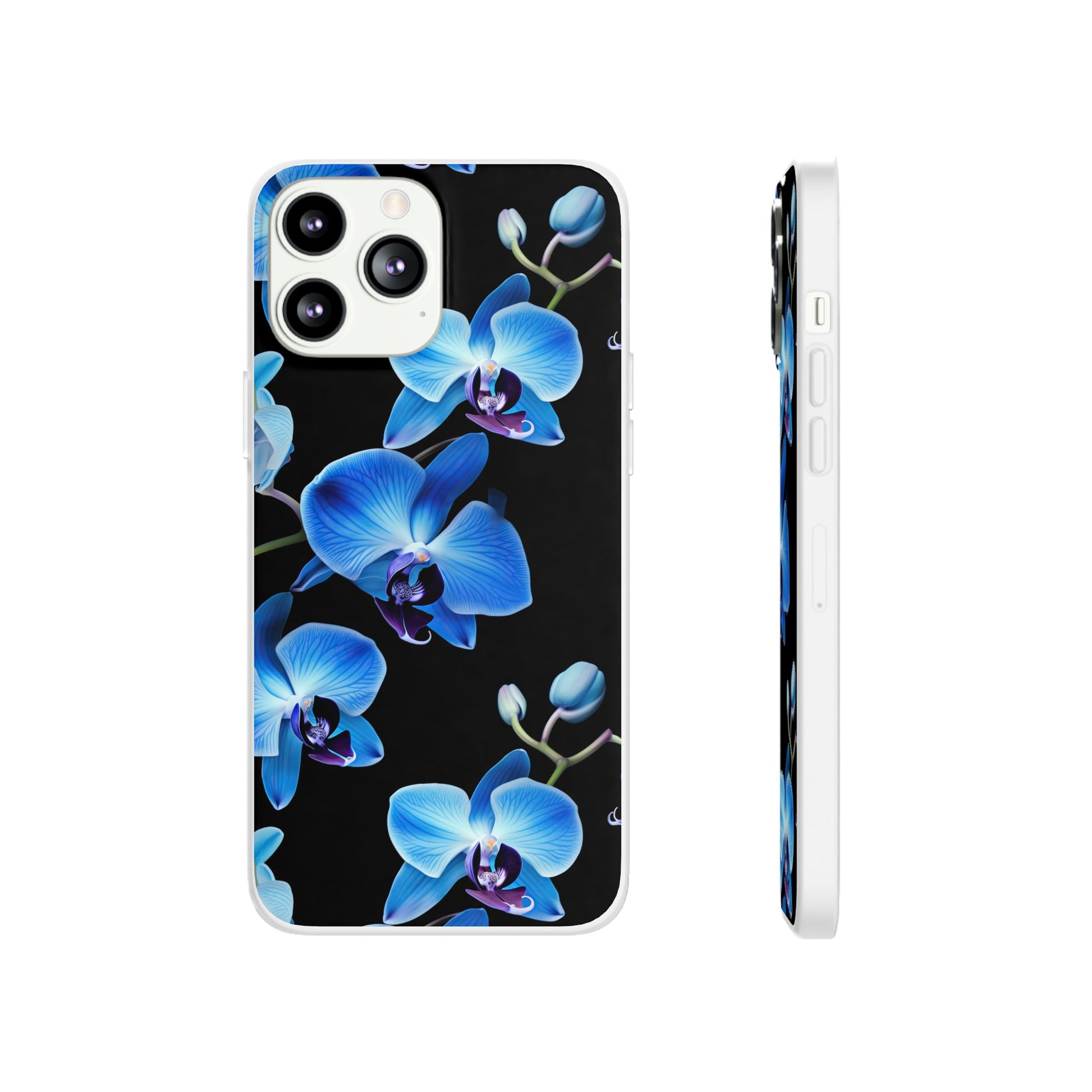 Coques de téléphone flexibles orchidée bleue