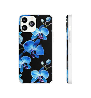 Coques de téléphone flexibles orchidée bleue