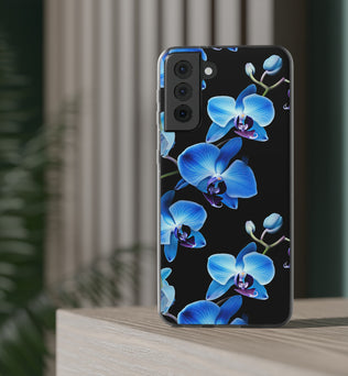 Coques de téléphone flexibles orchidée bleue