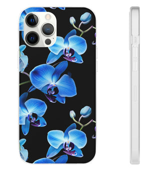 Coques de téléphone flexibles orchidée bleue