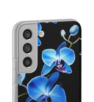 Coques de téléphone flexibles orchidée bleue