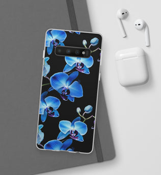 Coques de téléphone flexibles orchidée bleue