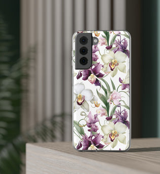 Étui de téléphone flexible orchidée lilas 