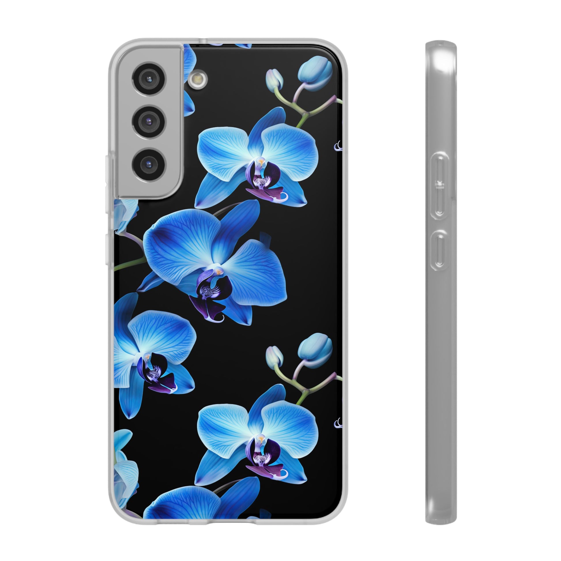 Coques de téléphone flexibles orchidée bleue