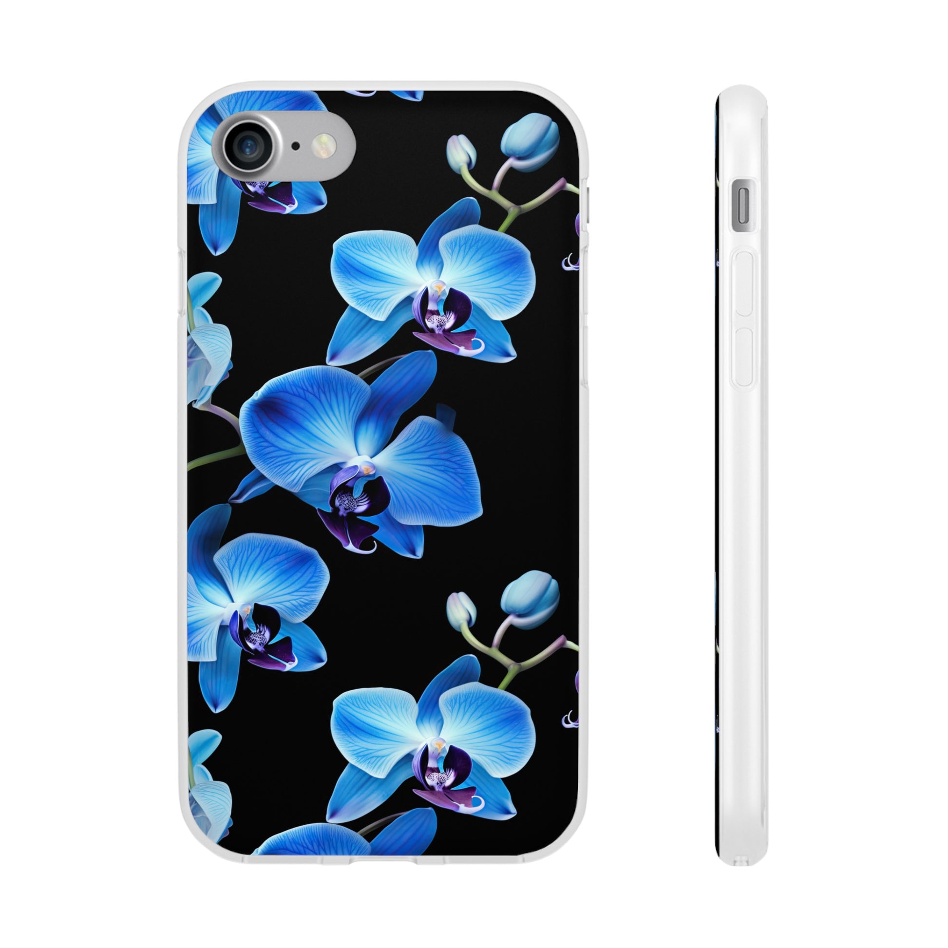 Coques de téléphone flexibles orchidée bleue