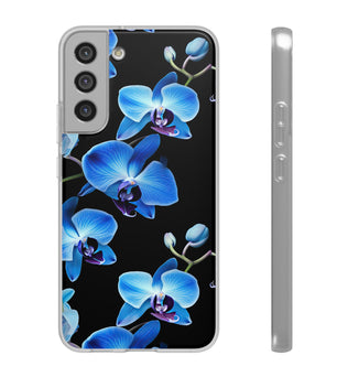 Coques de téléphone flexibles orchidée bleue