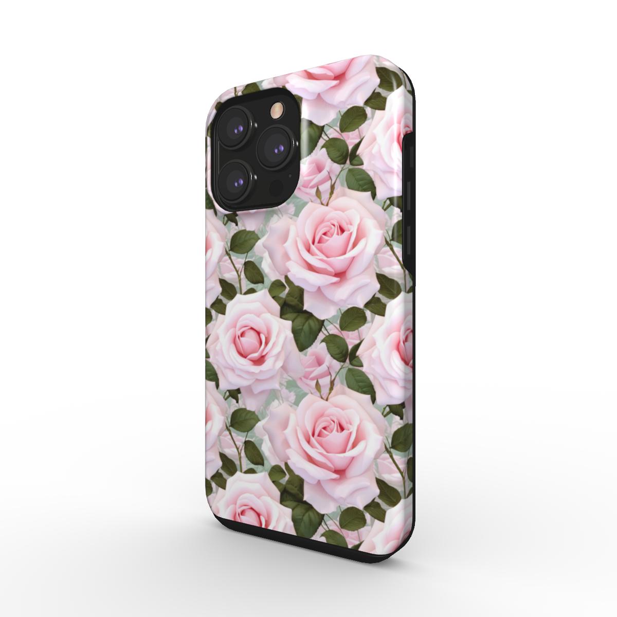 Étui de téléphone résistant à la rose rose