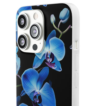 Coques de téléphone flexibles orchidée bleue