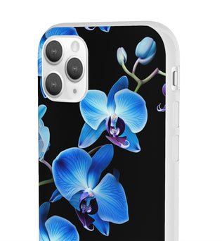 Coques de téléphone flexibles orchidée bleue