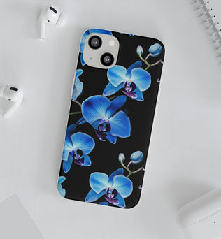 Coques de téléphone flexibles orchidée bleue