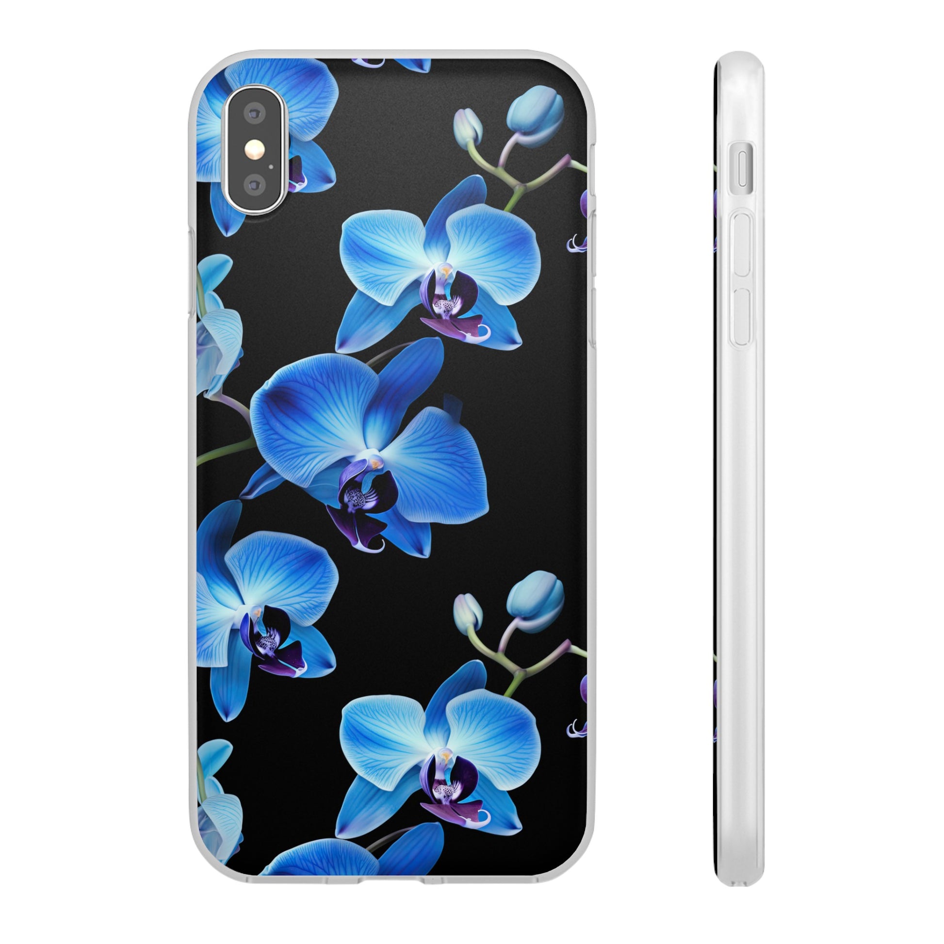 Coques de téléphone flexibles orchidée bleue