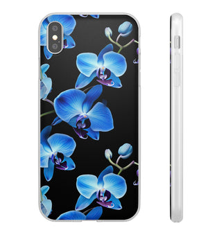 Coques de téléphone flexibles orchidée bleue