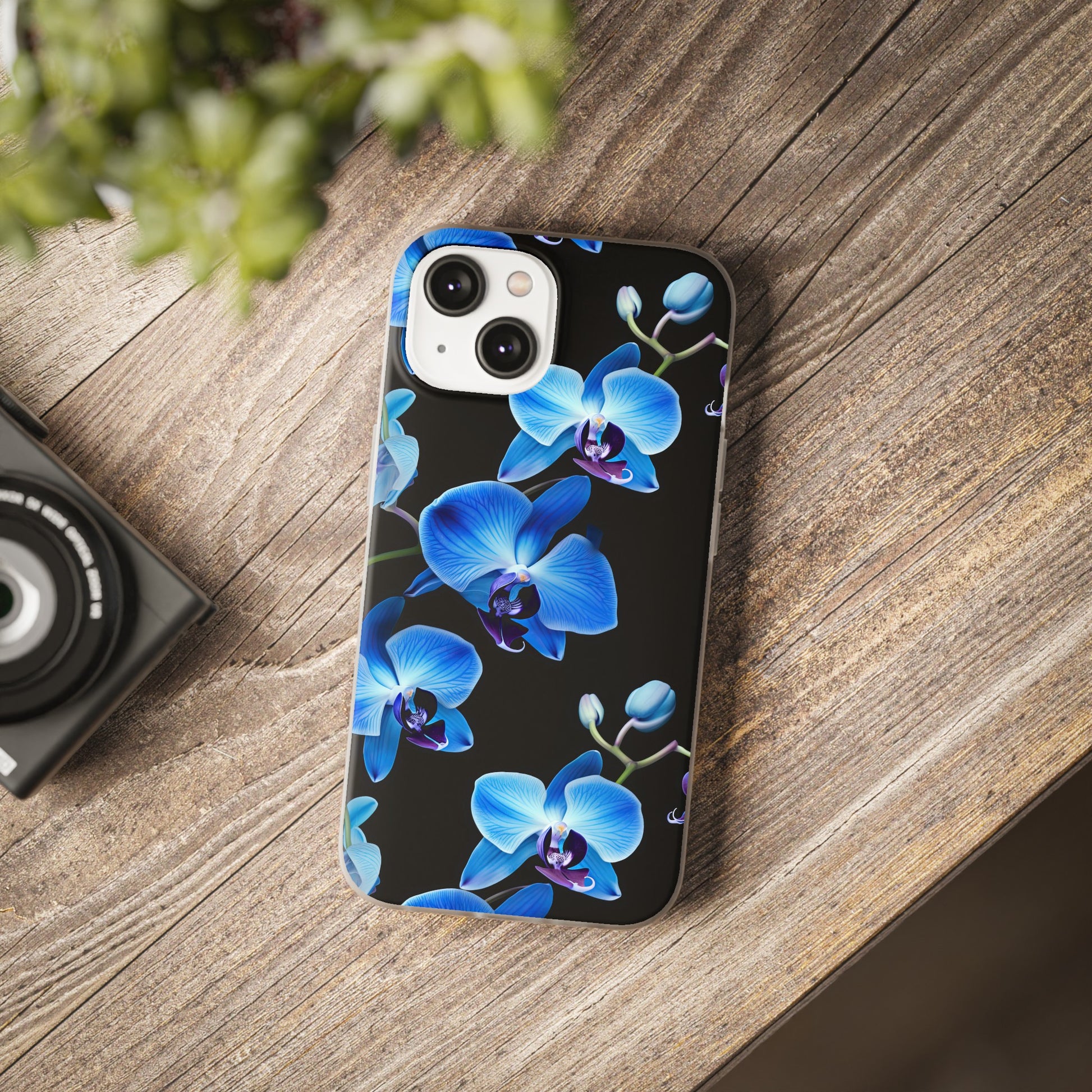 Coques de téléphone flexibles orchidée bleue