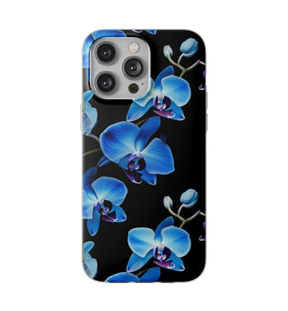 Coques de téléphone flexibles orchidée bleue