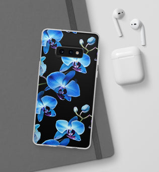 Coques de téléphone flexibles orchidée bleue