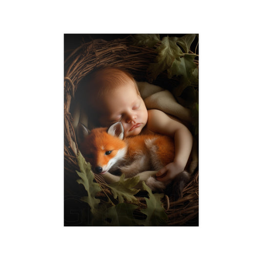 Baby & Fuchs Poster auf Fotopapier 